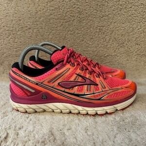 Brooks Transcend Womens 8 Running Shoes Pink Orange Stability 1201501B878